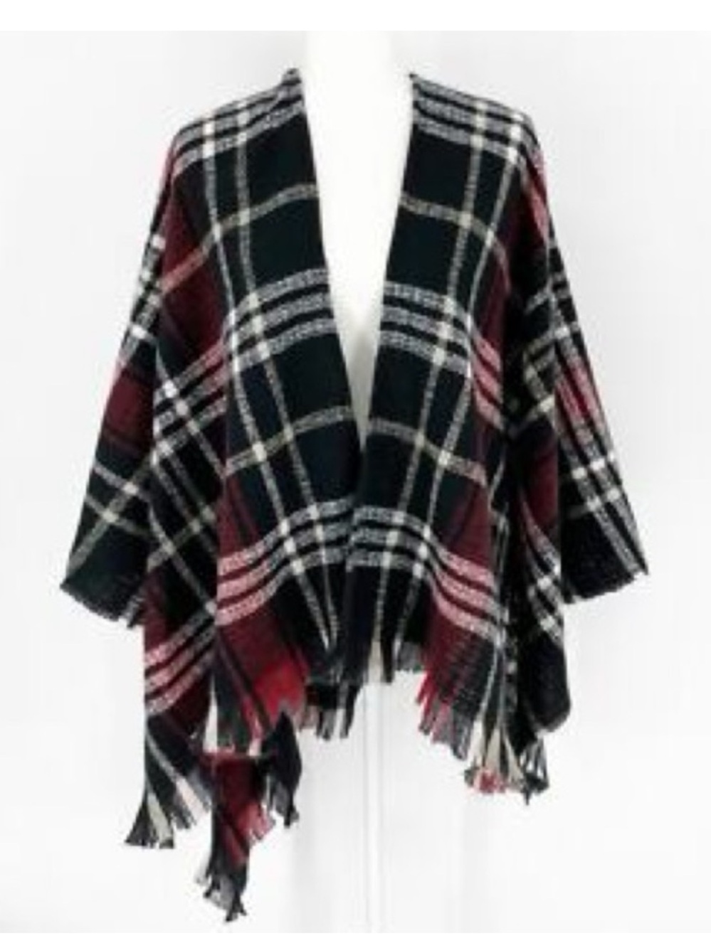 Juicy Couture plaid fringe poncho shrug